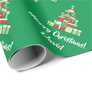 Green Merry Christmas Tree wrapping paper