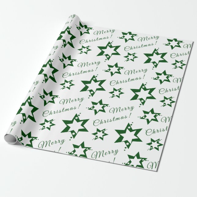 Green Merry Christmas Wrapping Paper (Unrolled)