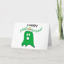 Green Message Halloween Ghost card