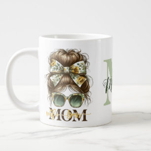 Green Messy Bun Mom Wife Boss Giant Coffee Mug