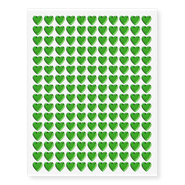 Green Metal Affect Heart Design Temporary Tattoos (Front)