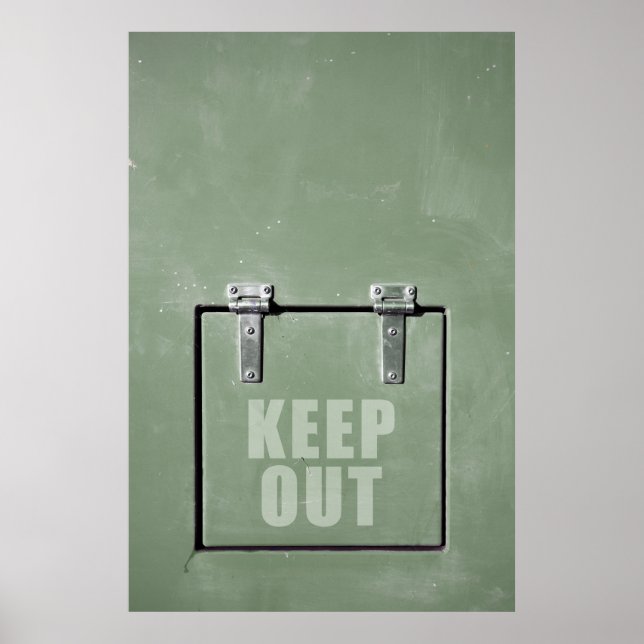 Green metal door, keep out poster (Front)