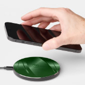 Green metallic background, geometric design wireless charger  (Hand)