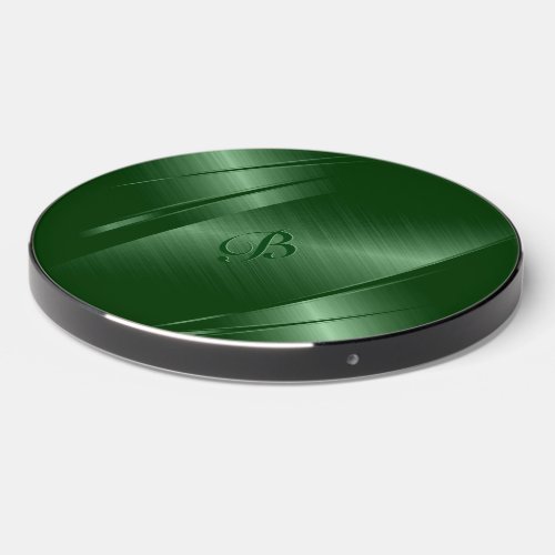 Green metallic background geometric design wireless charger 