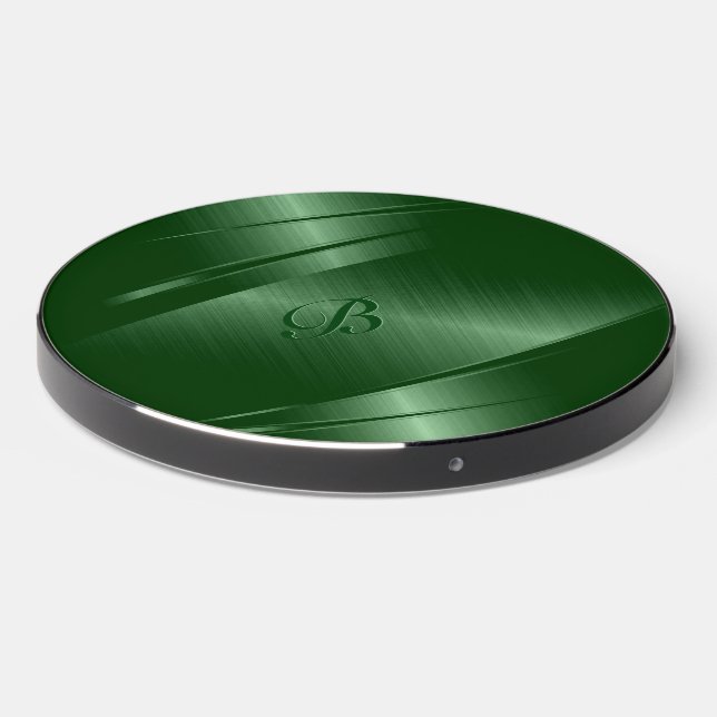 Green metallic background, geometric design wireless charger  (Front 2)