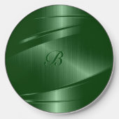 Green metallic background, geometric design wireless charger  (Front)