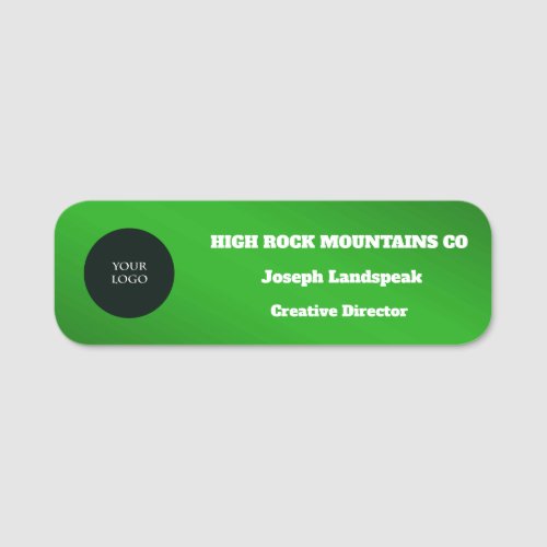 Green Metallic Business Employee Logo Name Tag