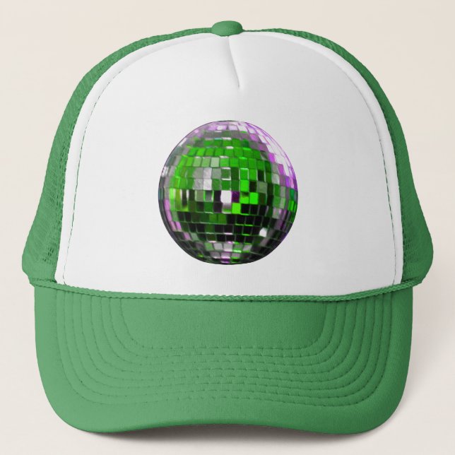 Green Metallic Disco Ball Trucker Hat (Front)