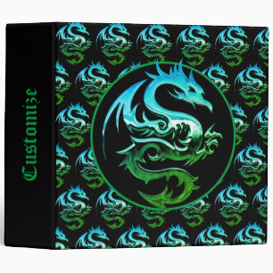 Green Metallic Dragon 3 Ring Binder