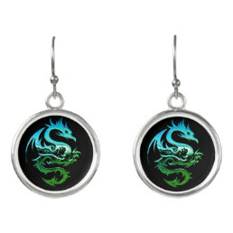 Green Metallic Dragon Earrings