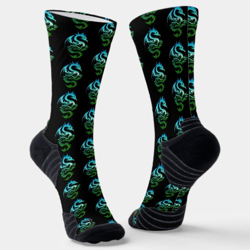 Green Metallic Dragon  Socks