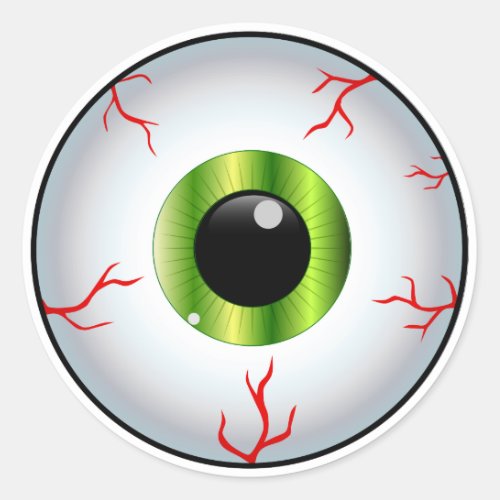 Green Metallic Eyeball Classic Round Sticker