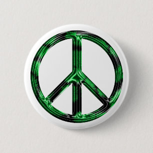 Green Metallic Peace Button