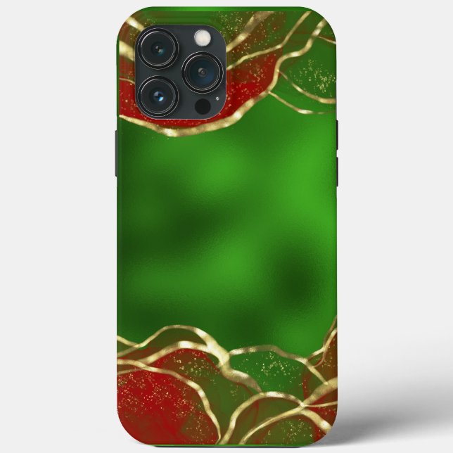 Green Metallic Red Alcohol Ink Holiday Case-Mate iPhone Case (Back)