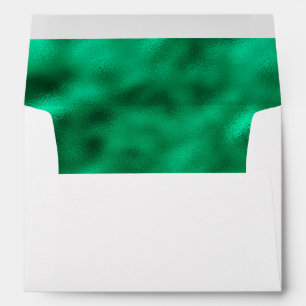 Green Metallic Satin Elegant Pretty Chic Holiday Envelope