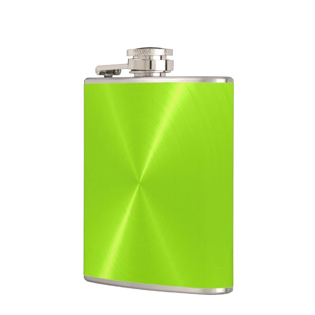 Green Metallic Steel Metal 2 Flask (Left)