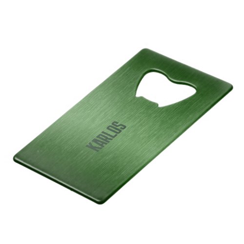 Green metallic texture credit card bottle opener