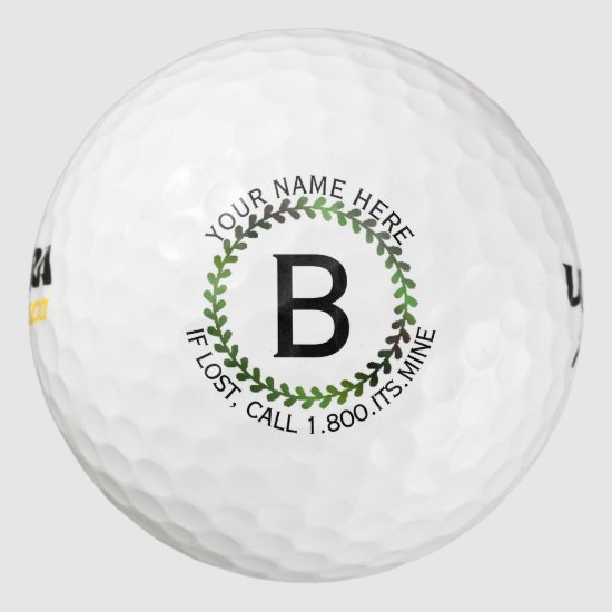 Green Metallic Wreath Logo Design • Custom Golf Balls