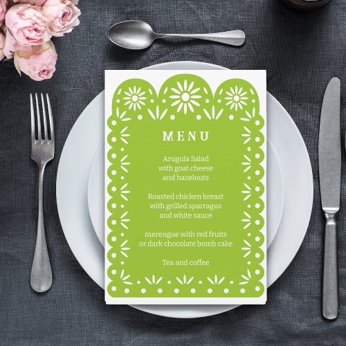 GREEN MEXICAN PAPEL PICADO menu