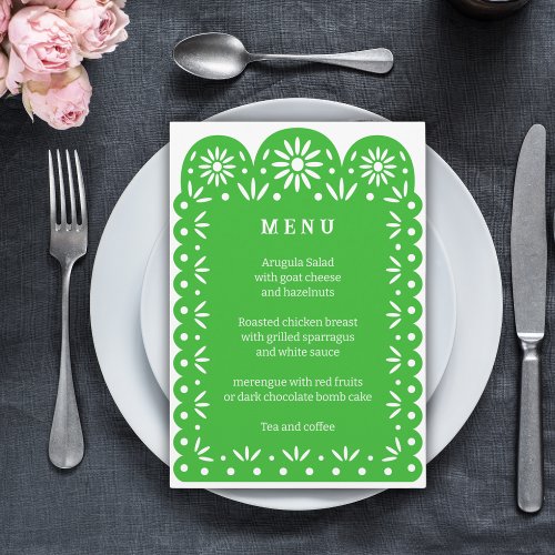 GREEN MEXICAN PAPEL PICADO menu