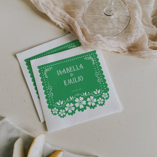 Green  Mexican Papel Picado Wedding Napkins