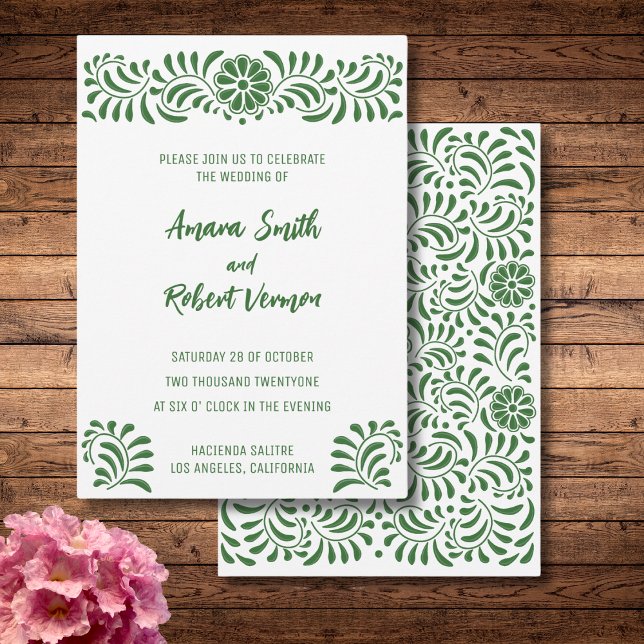 Green Mexican Talavera wedding invitation (Creator Uploaded)