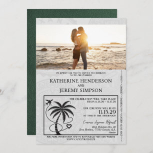 Green Mexico Passport Wedding Invitation
