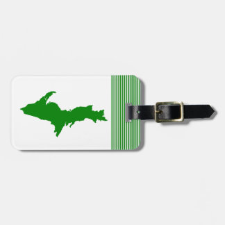 Green Michigan Upper Peninsula Luggage Tag