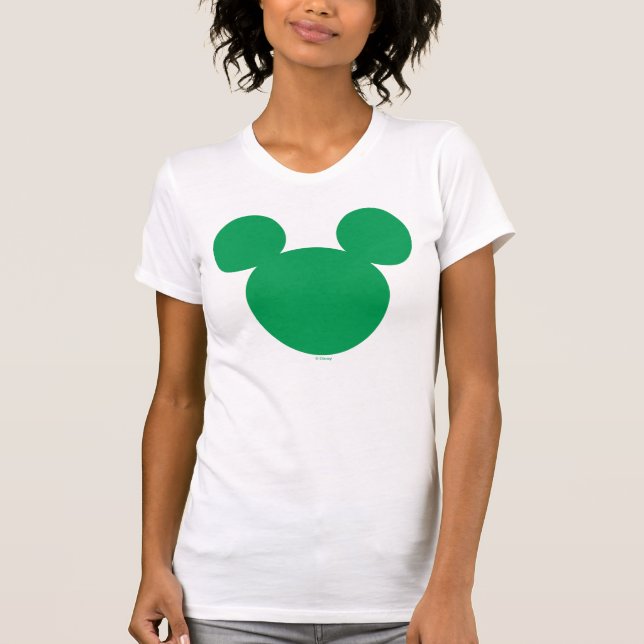 Green Mickey Mouse Head Icon | St. Patrick's Day T-Shirt (Front)
