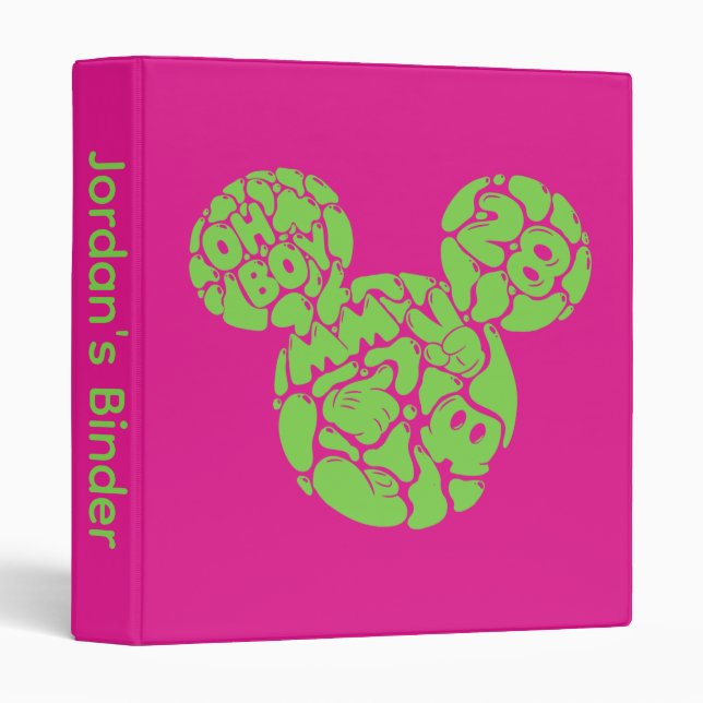 Green Mickey Mouse Liquid Icon 3 Ring Binder (Front/Spine)