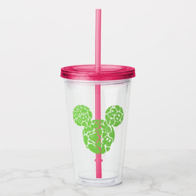 Green Mickey Mouse Liquid Icon Acrylic Tumbler (Front)