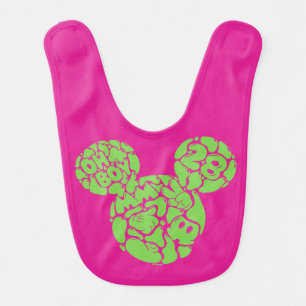 Green Mickey Mouse Liquid Icon Baby Bib
