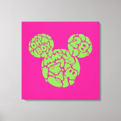 Green Mickey Mouse Liquid Icon Canvas Print