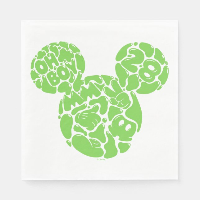 Green Mickey Mouse Liquid Icon Napkins (Front)