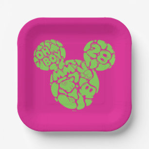 Green Mickey Mouse Liquid Icon Paper Plates