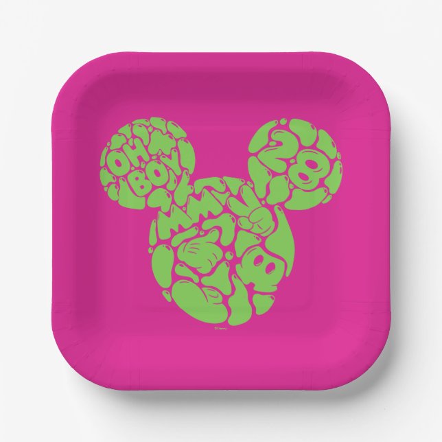 Green Mickey Mouse Liquid Icon Paper Plates (Front)
