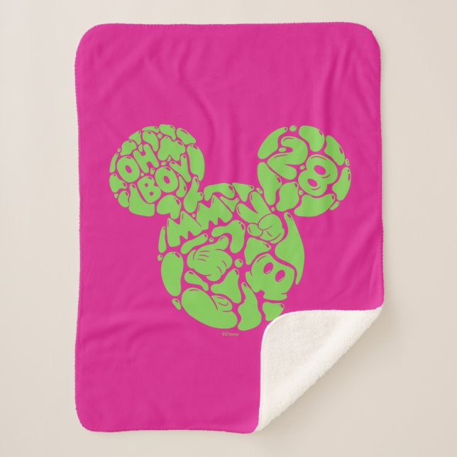 Green Mickey Mouse Liquid Icon Sherpa Blanket (Front)