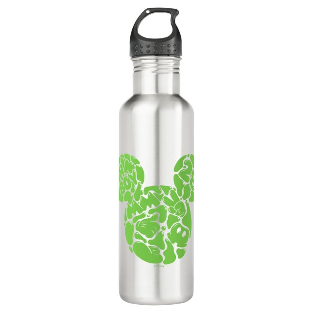 Green Mickey Mouse Liquid Icon Stainless Steel Water Bottle (Front)