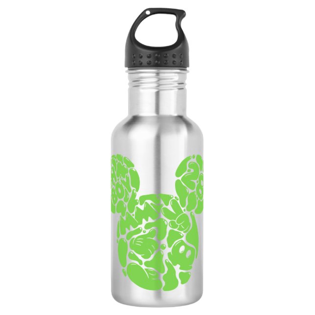 Green Mickey Mouse Liquid Icon Stainless Steel Water Bottle (Front)