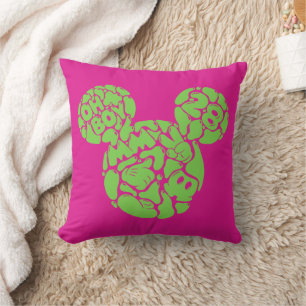Green Mickey Mouse Liquid Icon Throw Pillow