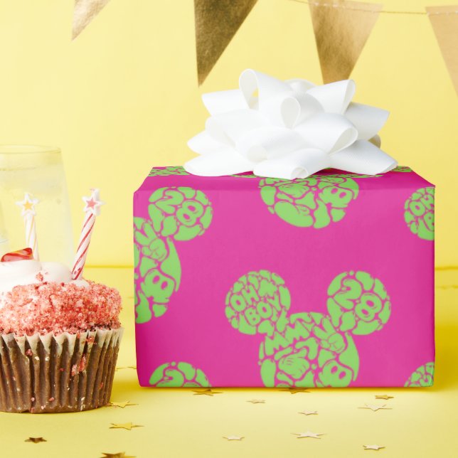Green Mickey Mouse Liquid Icon Wrapping Paper (Birthday Party)