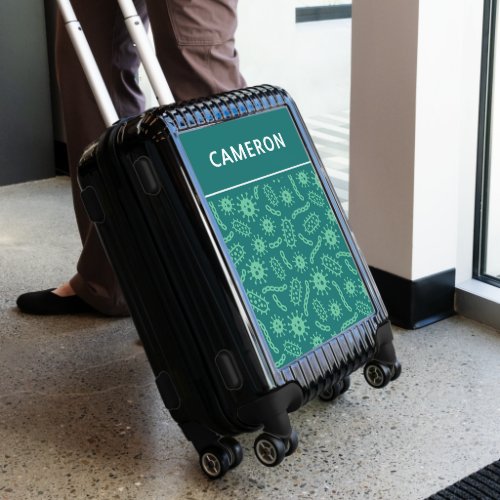 Green Microbes Pattern  Add Your Name Luggage