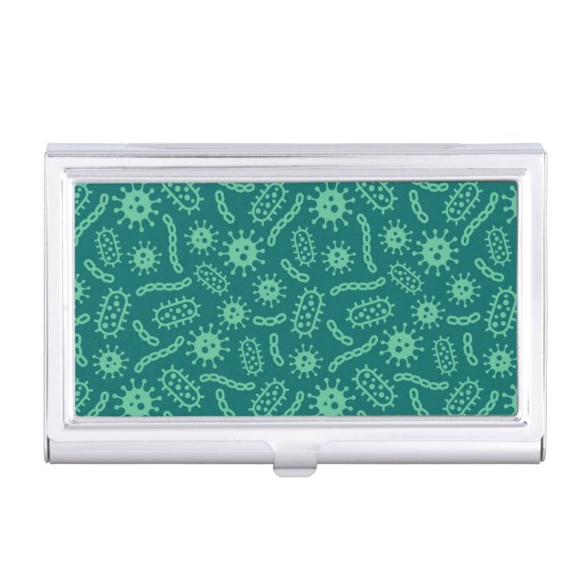 Green Microbes Pattern Business Card Case (Front)