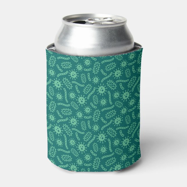 Green Microbes Pattern Can Cooler (Can Front)