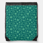 Green Microbes Pattern Drawstring Bag