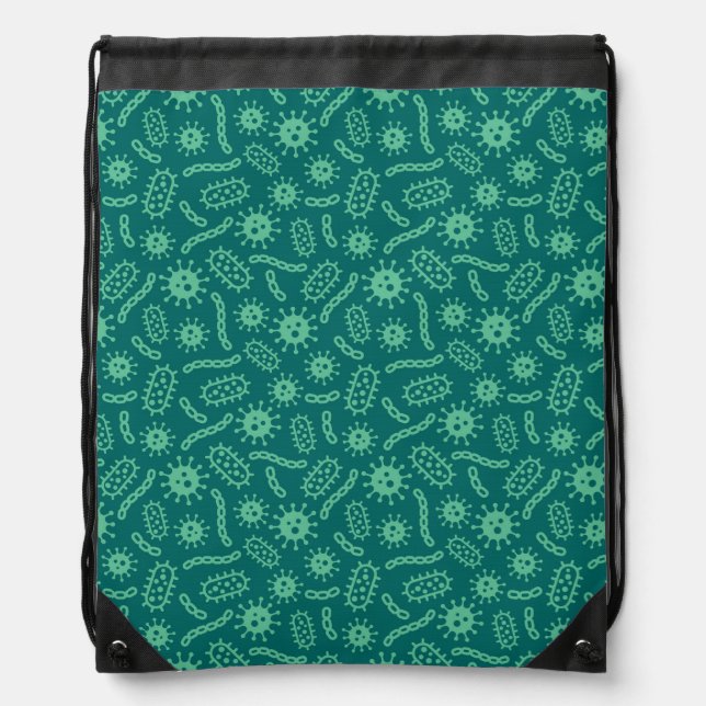 Green Microbes Pattern Drawstring Bag (Front)