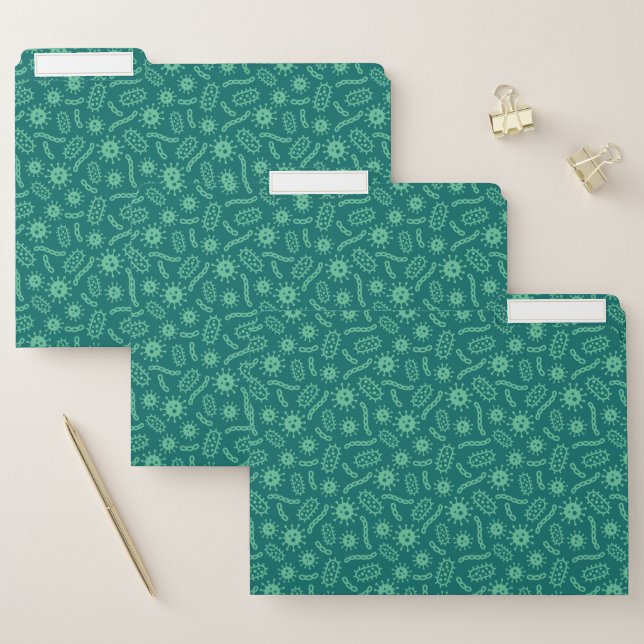 Green Microbes Pattern File Folder (Set)