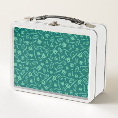 Green Microbes Pattern Metal Lunch Box