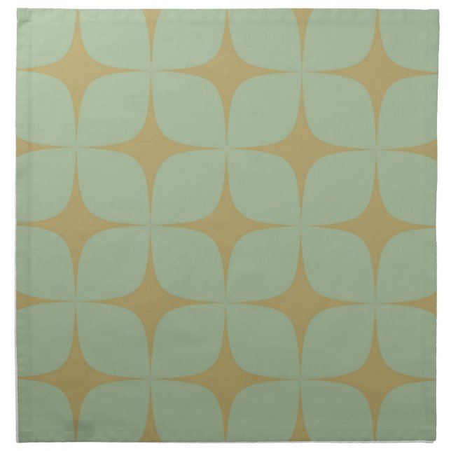 Green Mid Century Modern Elegant Geometric Boho Cloth Napkin (Front)