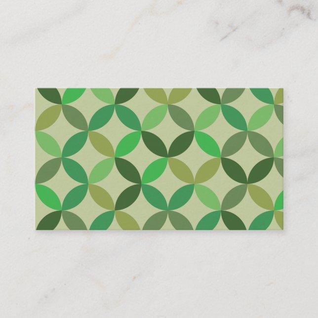 Green Mid Century Modern Geometric   Business Card (Front)